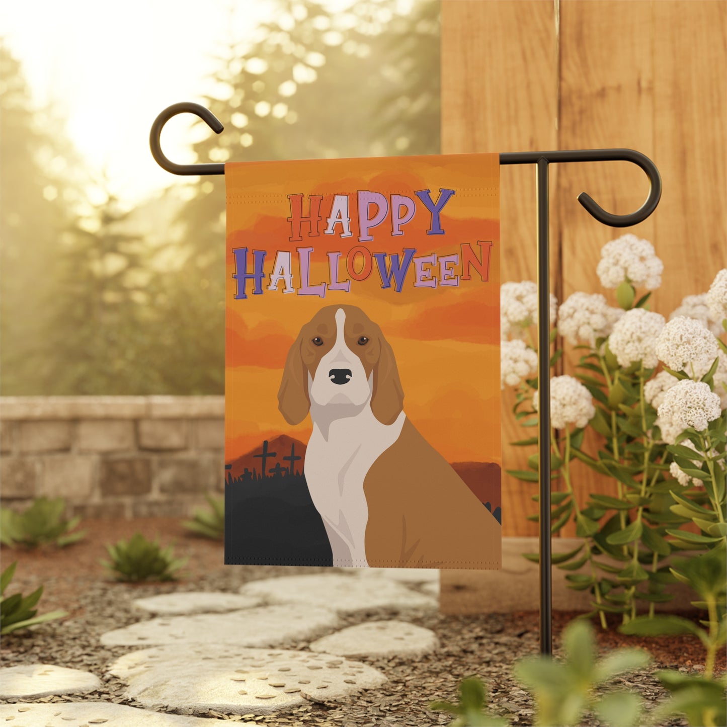 American English Coonhound Dog Halloween Garden Flag
