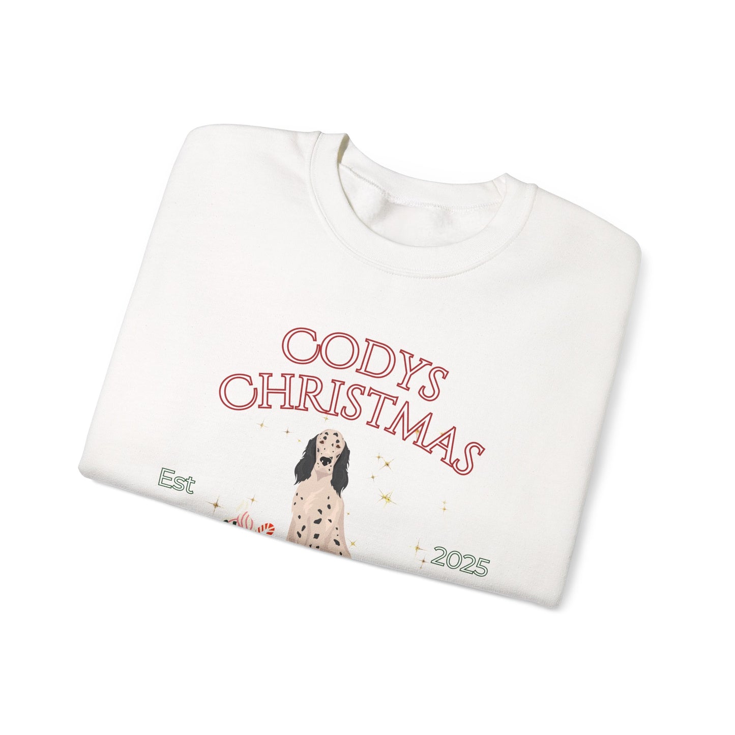 English Setter Dog Christmas Social Club Unisex Heavy Blend Crewneck Sweatshirt Custom Name