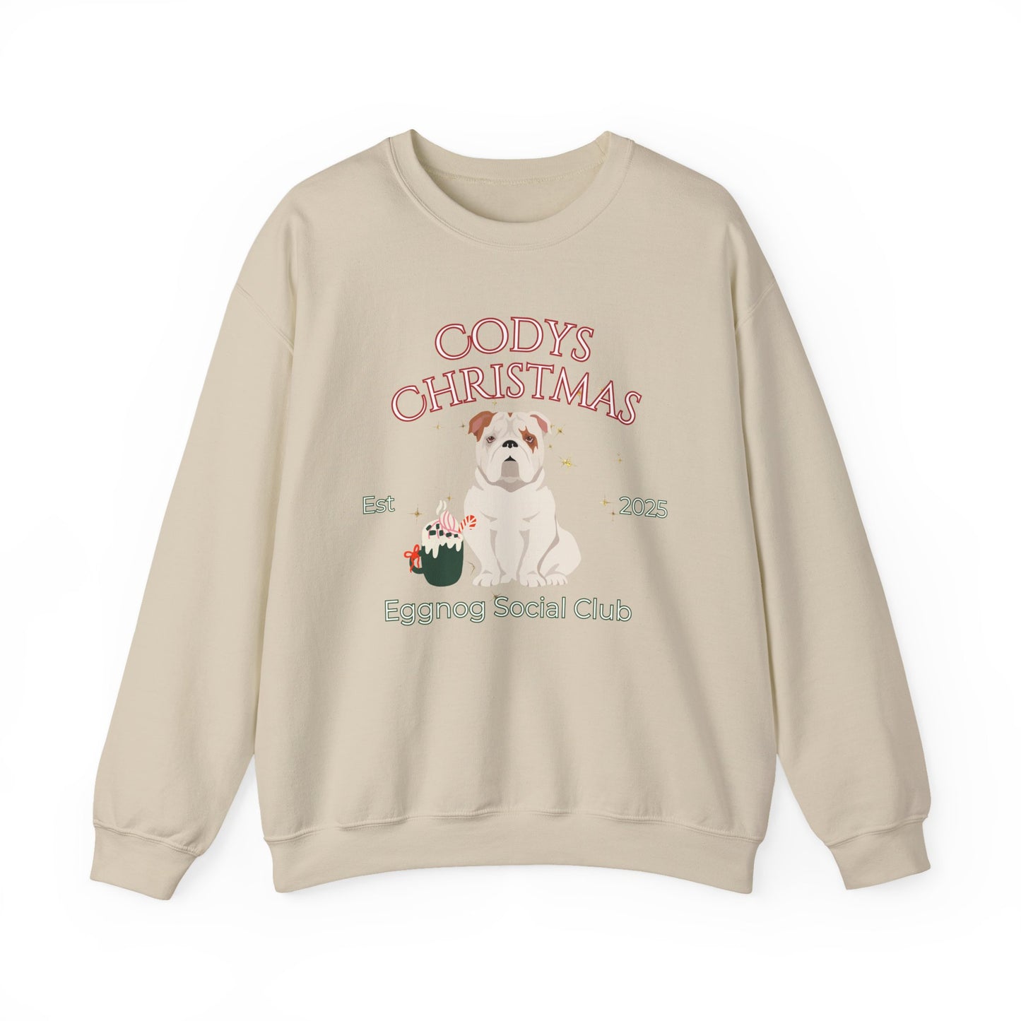 Bulldog Dog Christmas Social Club Unisex Heavy Blend Crewneck Sweatshirt Custom Name