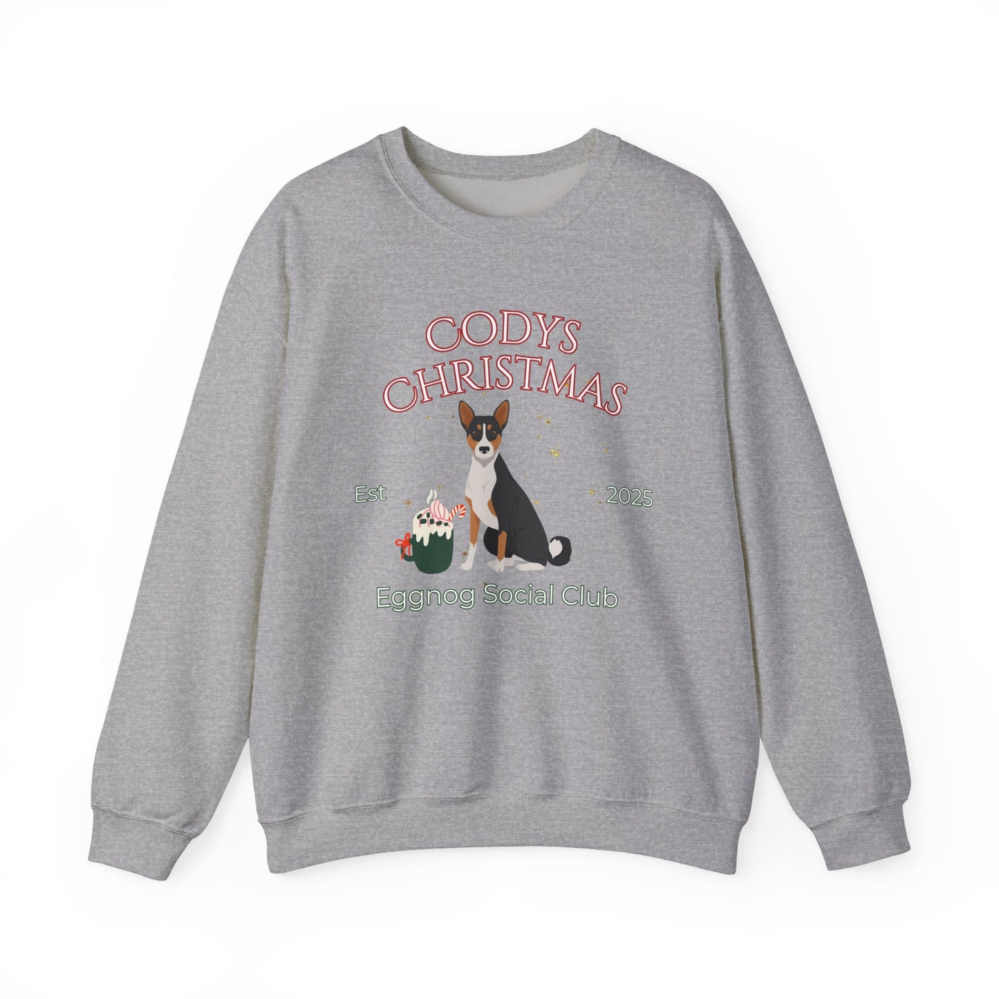 Basenji Dog Christmas Social Club Unisex Heavy Blend Crewneck Sweatshirt Custom Name