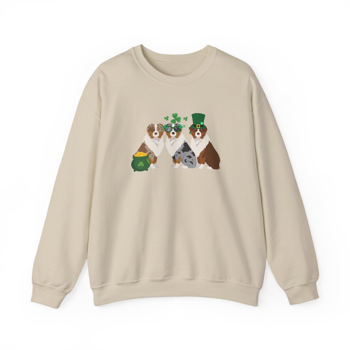 Australian Shepherd Dog St Patricks Day Unisex Heavy Blend Crewneck Sweatshirt, St Pattys day, Cute Dog Mom Gift
