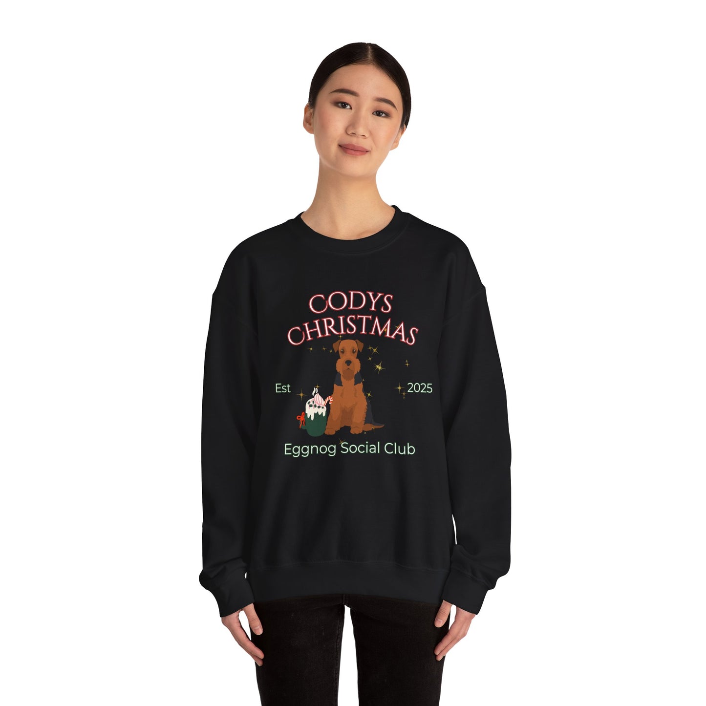 Airdale Terrier Dog Christmas Social Club Unisex Heavy Blend Crewneck Sweatshirt Custom Name