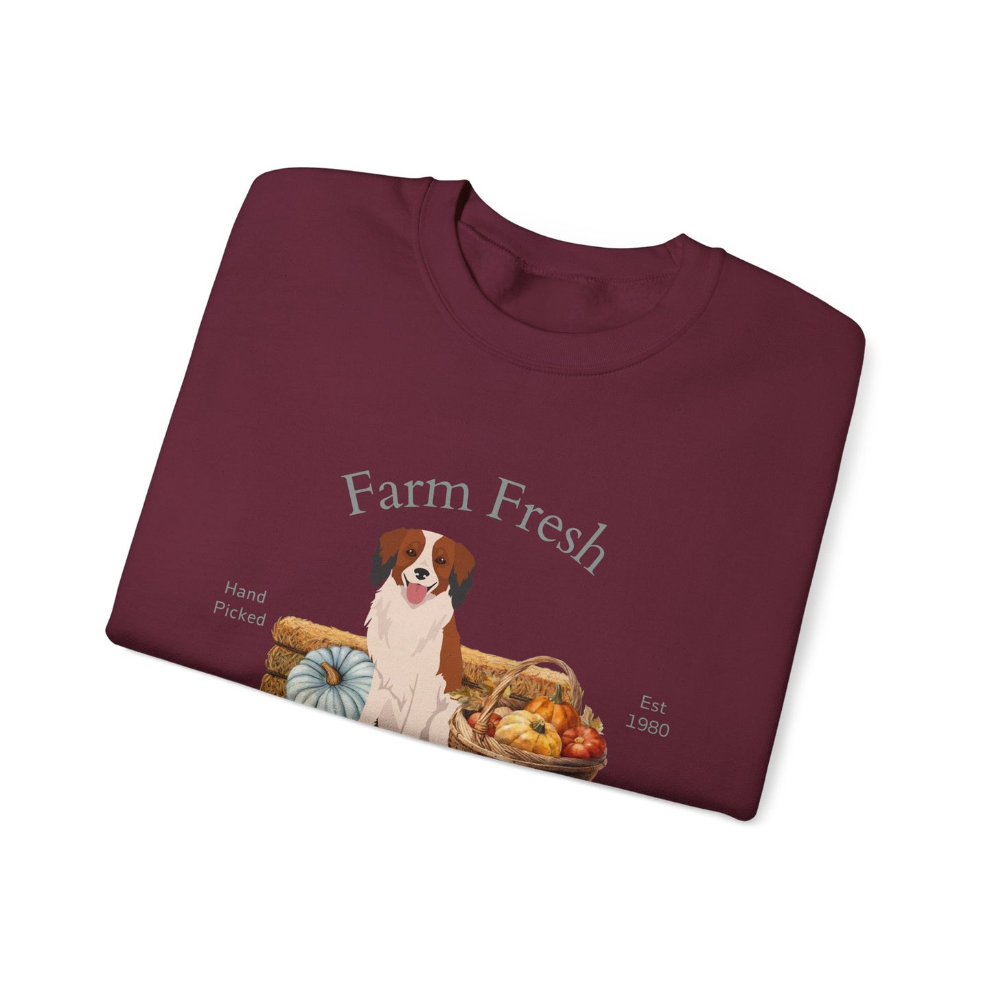 Kooikerhondje Dog Fall Farm Fresh Unisex Heavy Blend Crewneck Sweatshirt