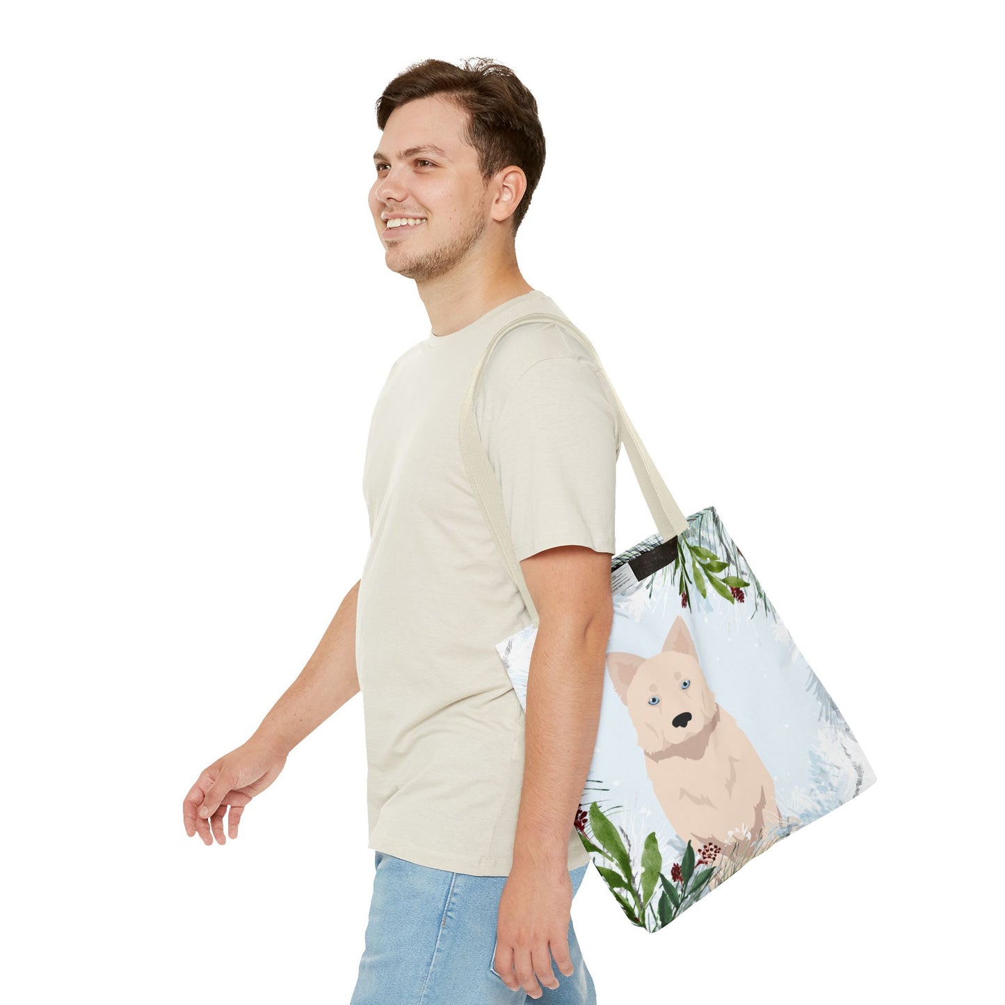 Yakutian Laika Dog Christmas Holiday Tote Bag 16x16