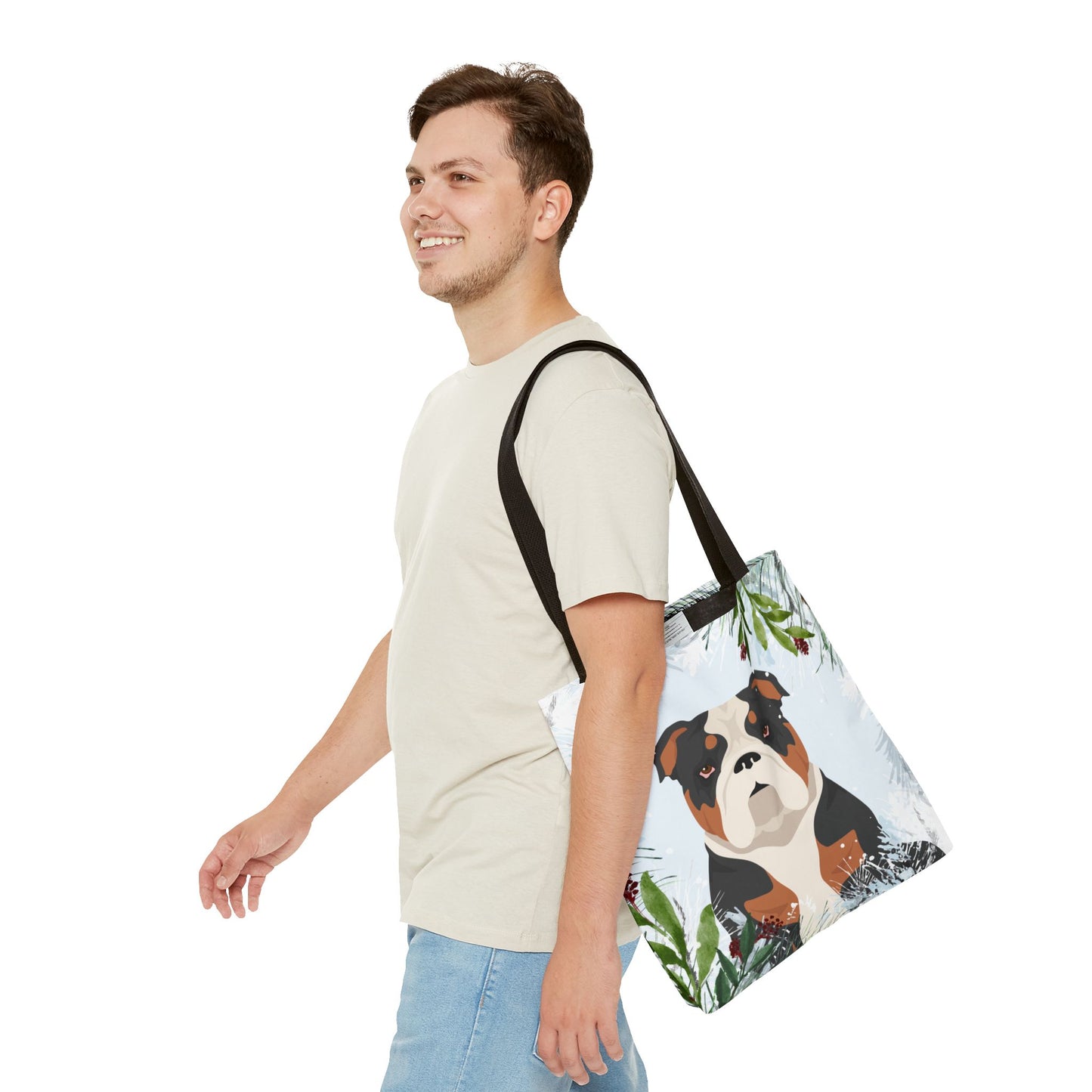 Bulldog Dog Christmas Holiday Tote Bag 16x16