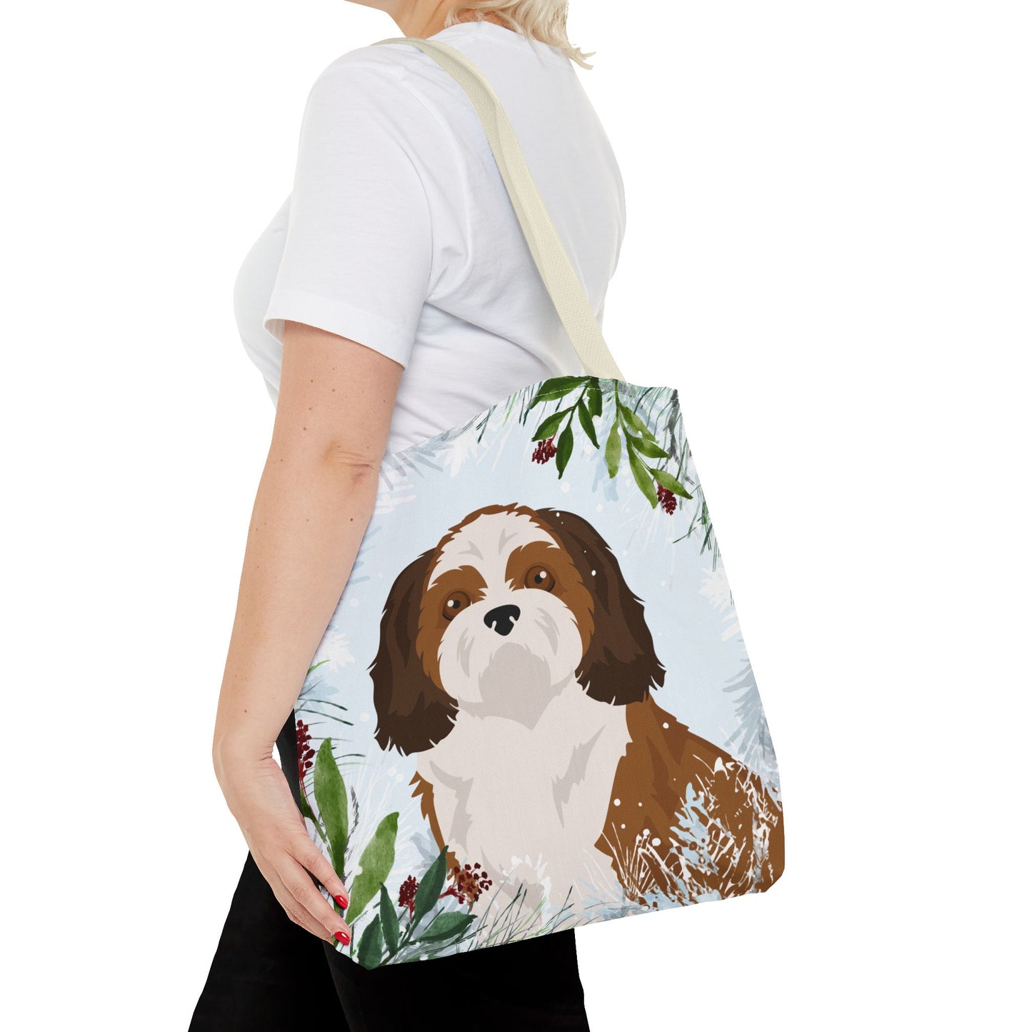 Shih Tzu Dog Christmas Holiday Tote Bag 16x16