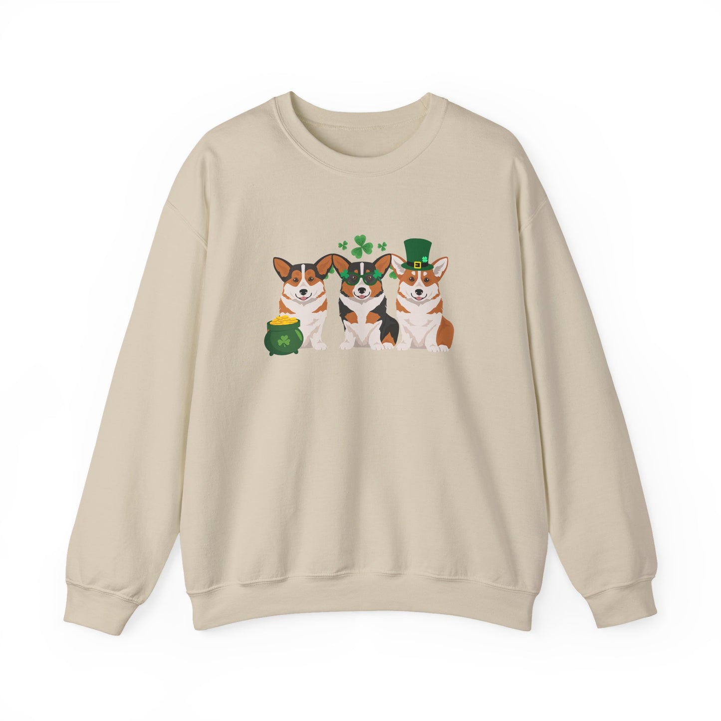 Pembroke Welsh Corgi Dog St Patricks Day Unisex Heavy Blend Crewneck Sweatshirt, St Pattys day, Cute Dog Mom Gift