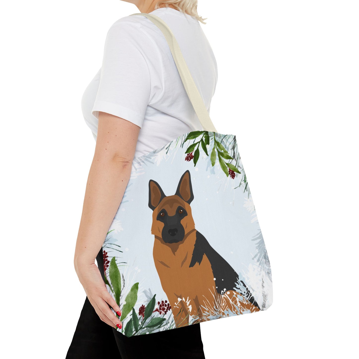 German Shepherd Dog Christmas Holiday Tote Bag 16x16