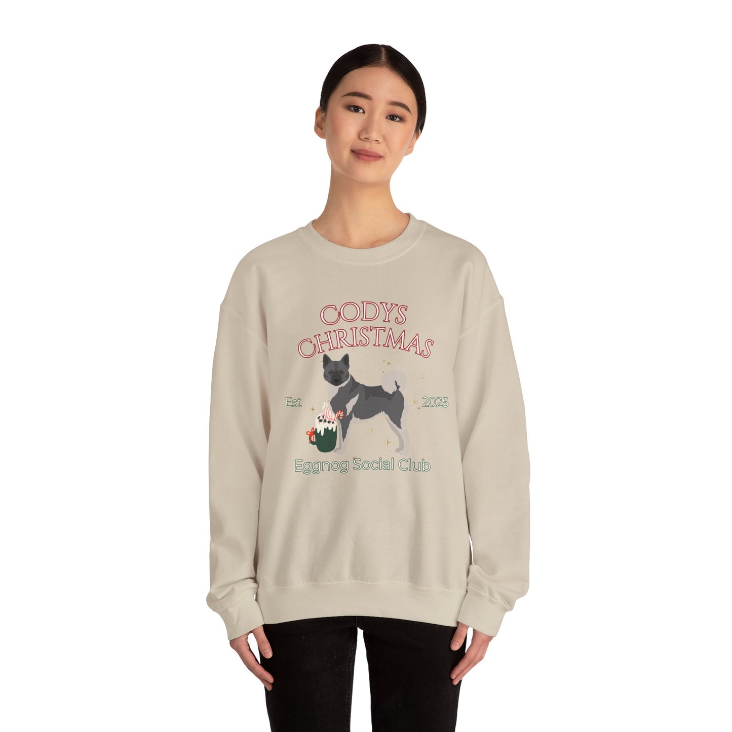 Norwegian Elkhound Dog Christmas Social Club Unisex Heavy Blend Crewneck Sweatshirt Custom Name