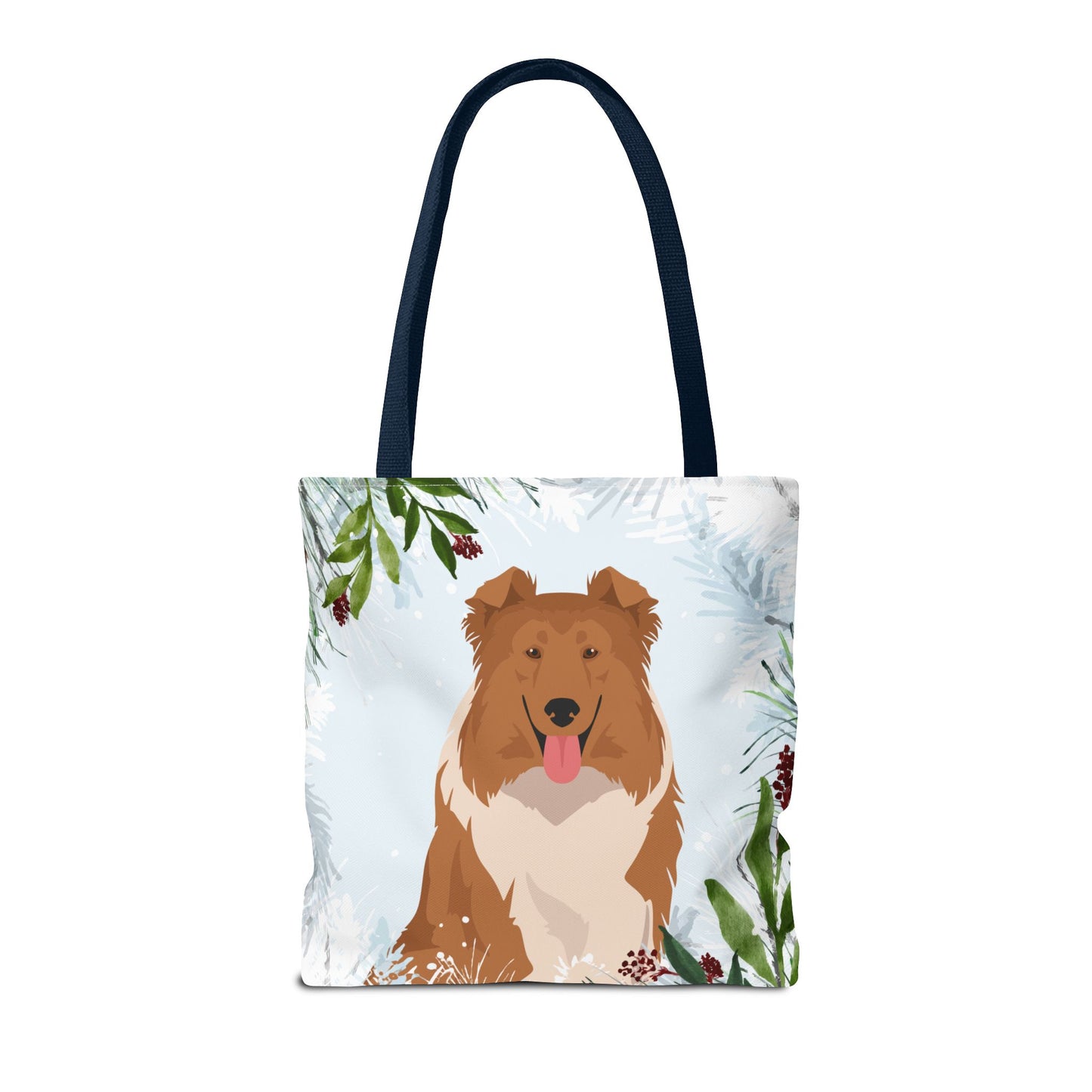 Collie Dog Christmas Holiday Tote Bag 16x16