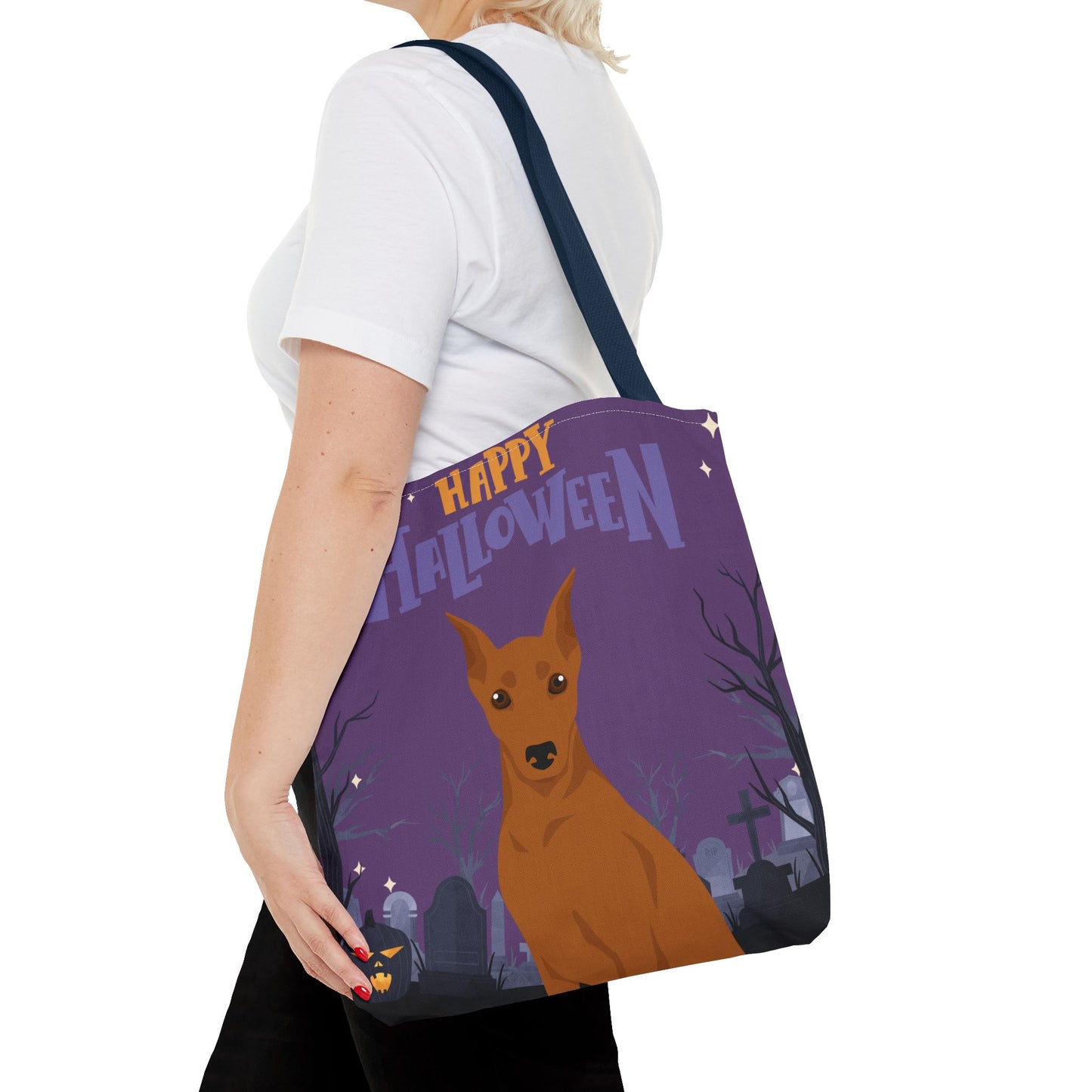 German Pinscher Dog Happy Halloween Tote Bag 16x16