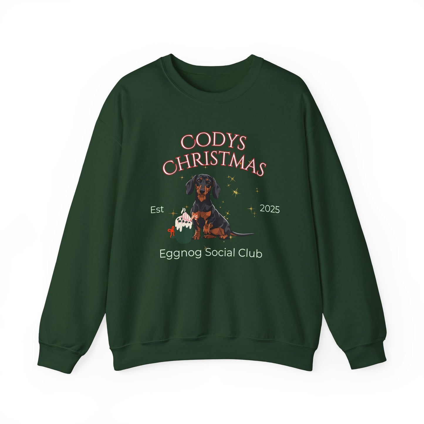 Dachshund Dog Christmas Social Club Unisex Heavy Blend Crewneck Sweatshirt Custom Name