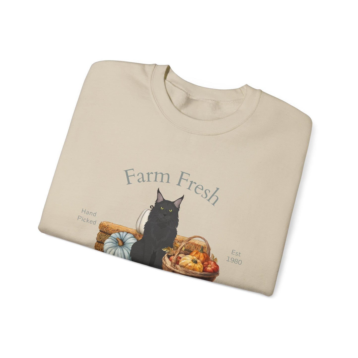 Maine Coon Cat Fall Farm Fresh Unisex Heavy Blend Crewneck Sweatshirt