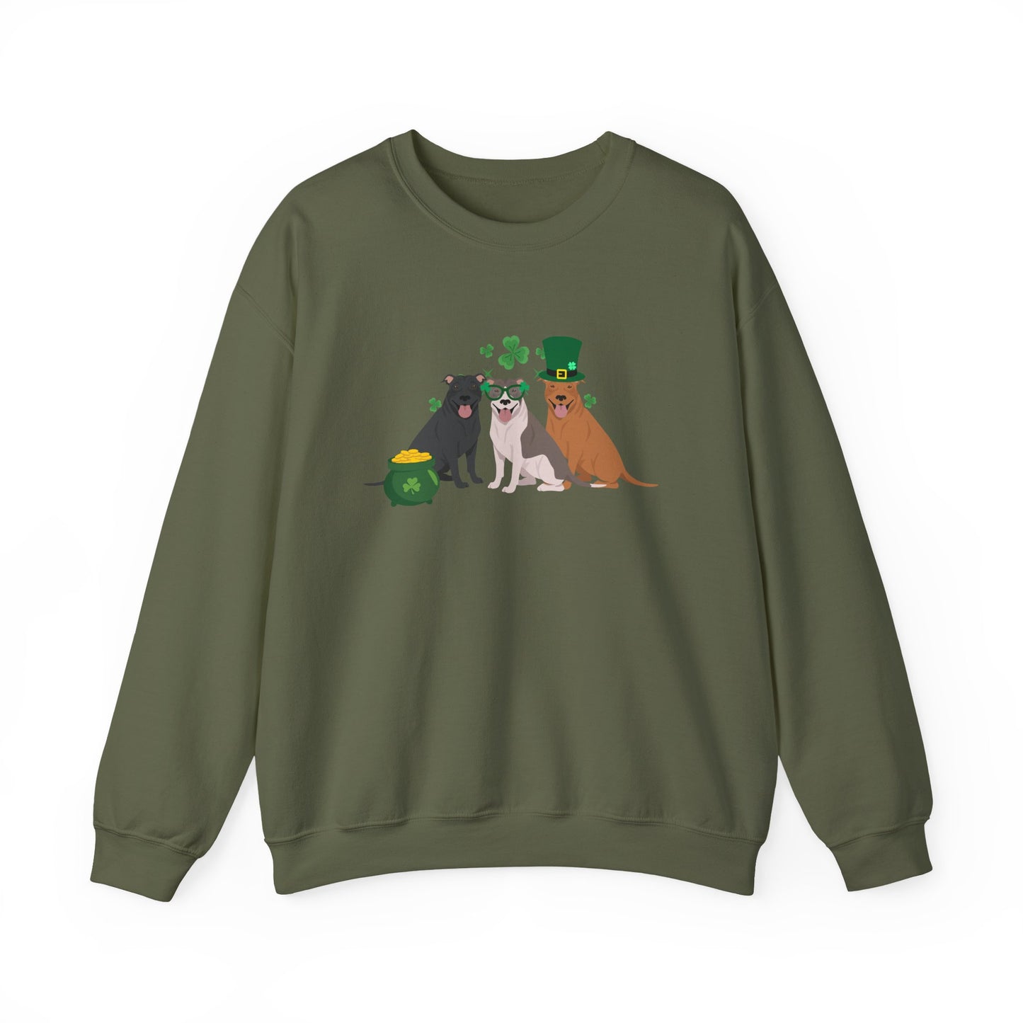 Pit Bull Terrier Dog St Patricks Day Unisex Heavy Blend Crewneck Sweatshirt, St Pattys day, Cute Dog Mom Gift