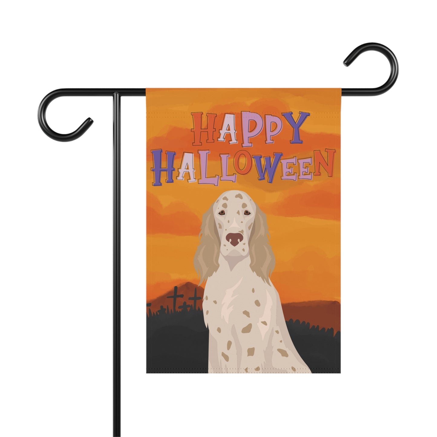 English Setter Dog Halloween Garden Flag