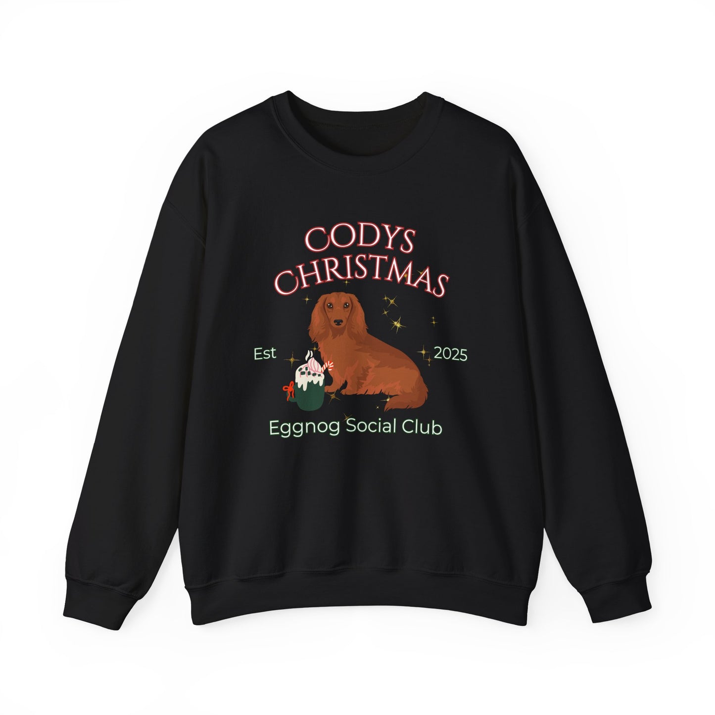 Dachshund Dog Christmas Social Club Unisex Heavy Blend Crewneck Sweatshirt Custom Name