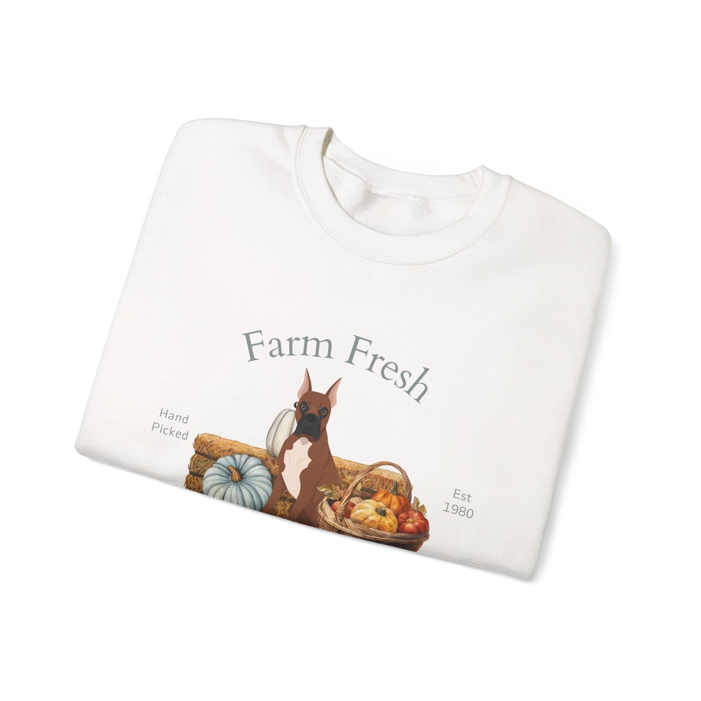 Boxer Dog Fall Farm Fresh Unisex Heavy Blend Crewneck Sweatshirt