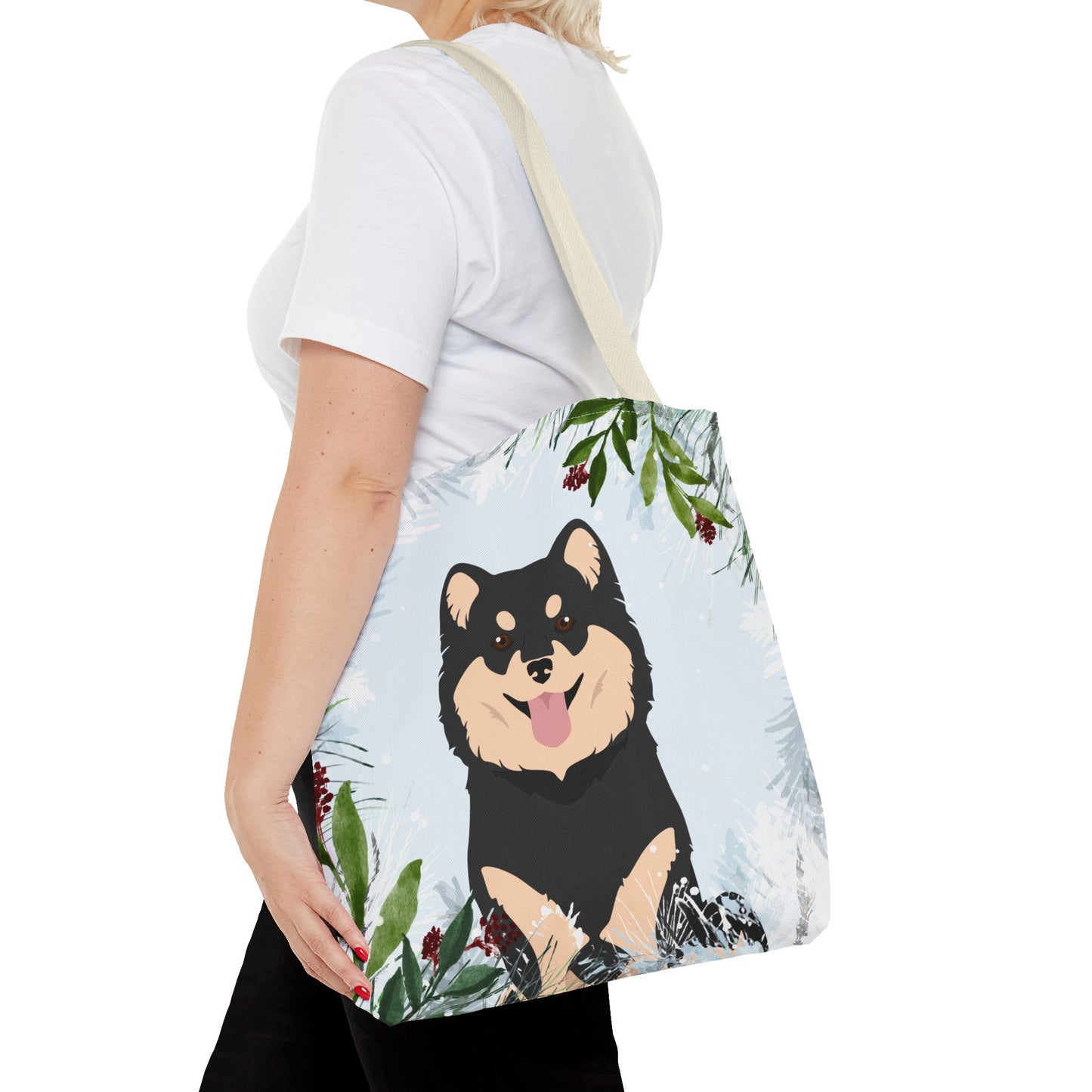 Finnish Lapphund Dog Christmas Holiday Tote Bag 16x16