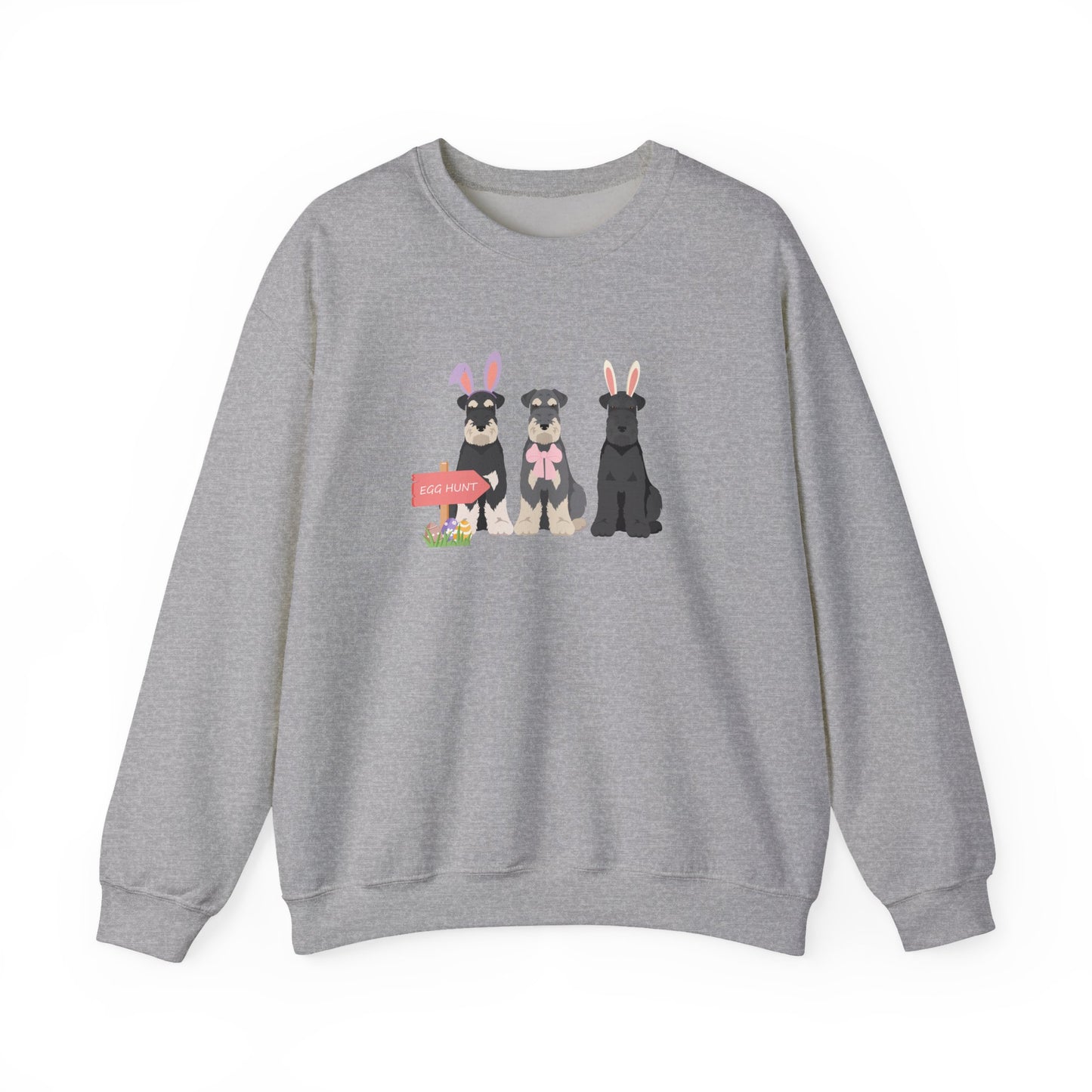 Schnauzer Dog Easter Unisex Heavy Blend Crewneck Sweatshirt, easter, Cute Dog Mom Gift