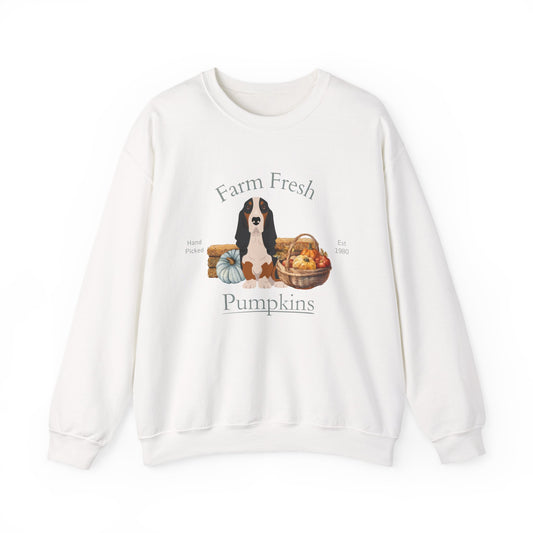 Basset Hound Dog Fall Farm Fresh Unisex Heavy Blend Crewneck Sweatshirt