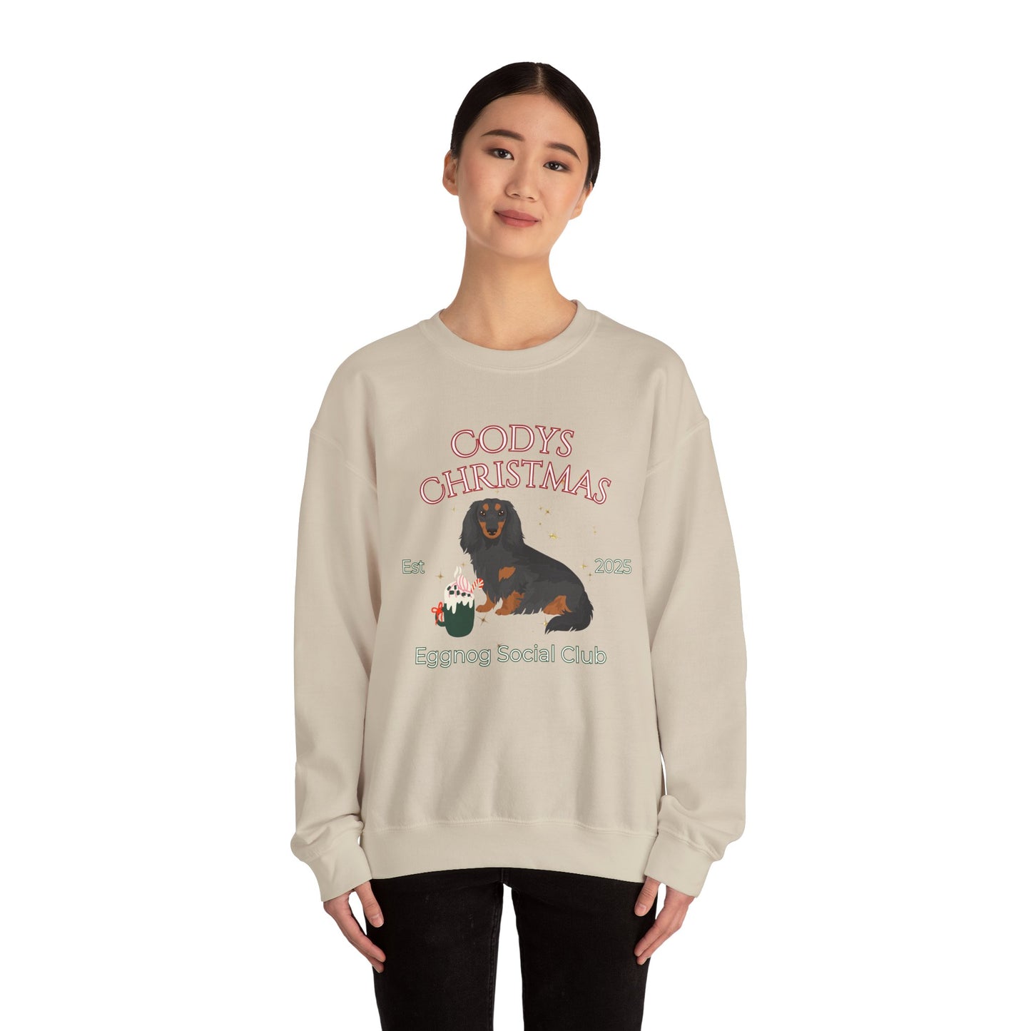 Dachshund Dog Christmas Social Club Unisex Heavy Blend Crewneck Sweatshirt Custom Name