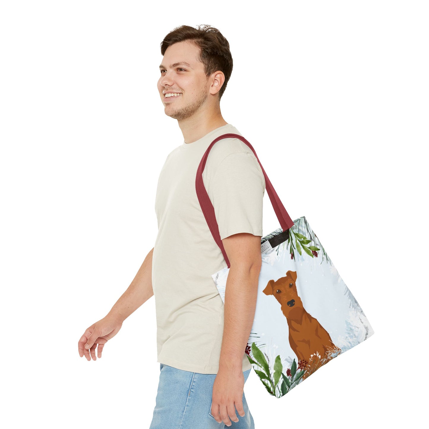 Irish Terrier Dog Christmas Holiday Tote Bag 16x16