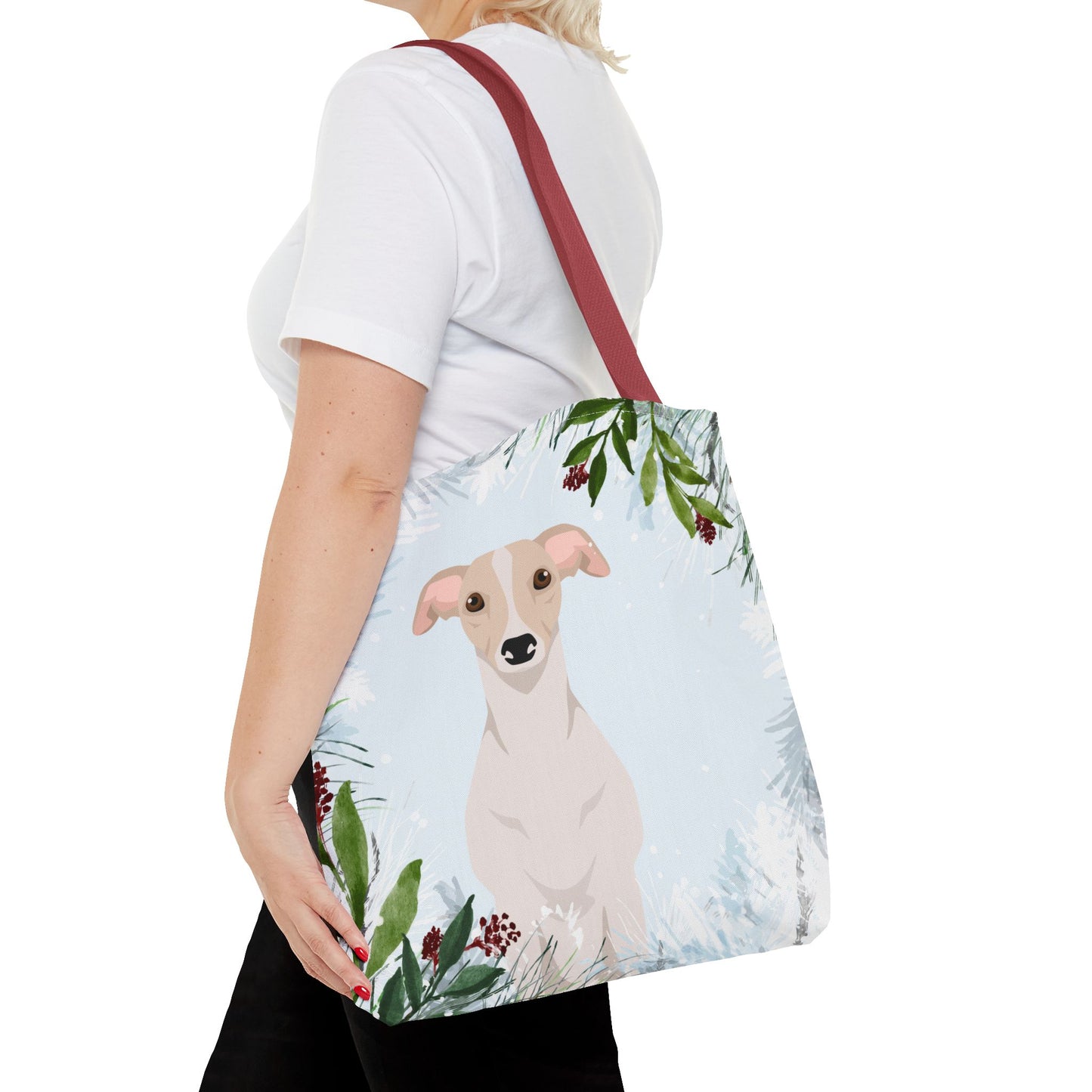 Whippet Dog Christmas Holiday Tote Bag 16x16