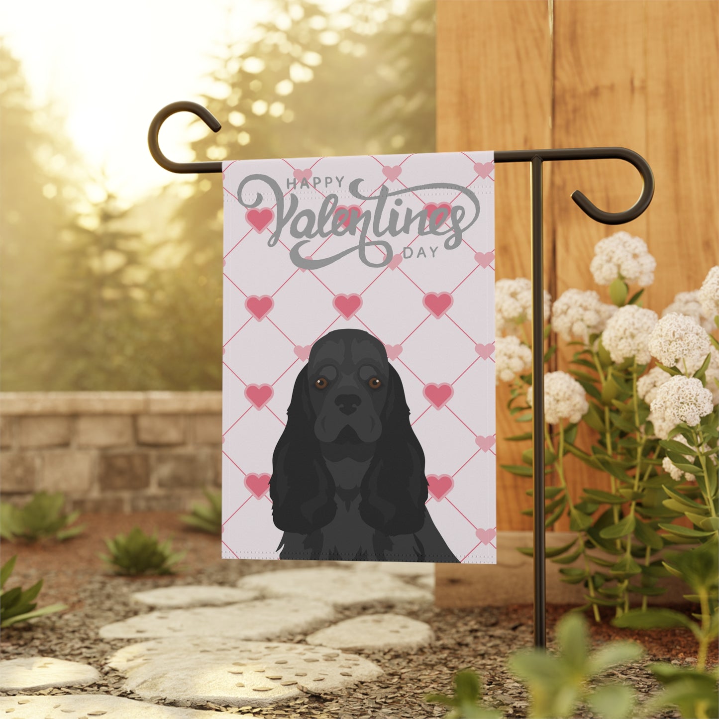 Cocker Spaniel Dog Valentines Day Garden Flag
