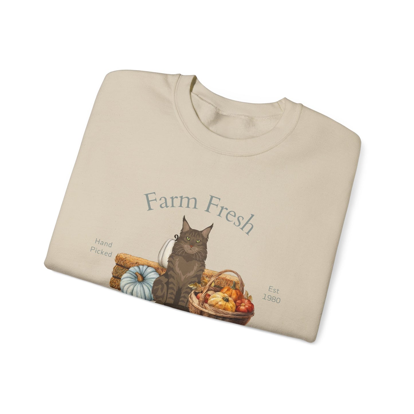 Maine Coon Cat Fall Farm Fresh Unisex Heavy Blend Crewneck Sweatshirt