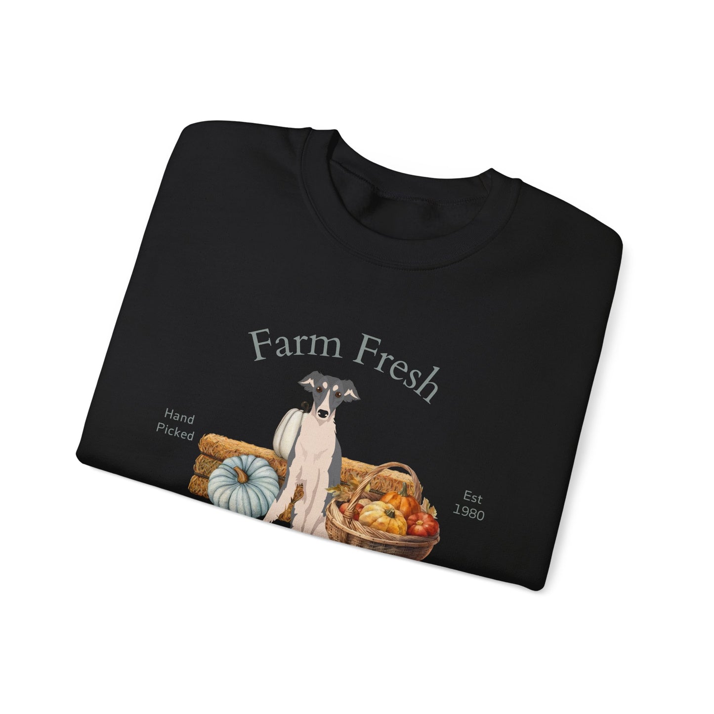 Silken Windhound Dog Fall Farm Fresh Unisex Heavy Blend Crewneck Sweatshirt
