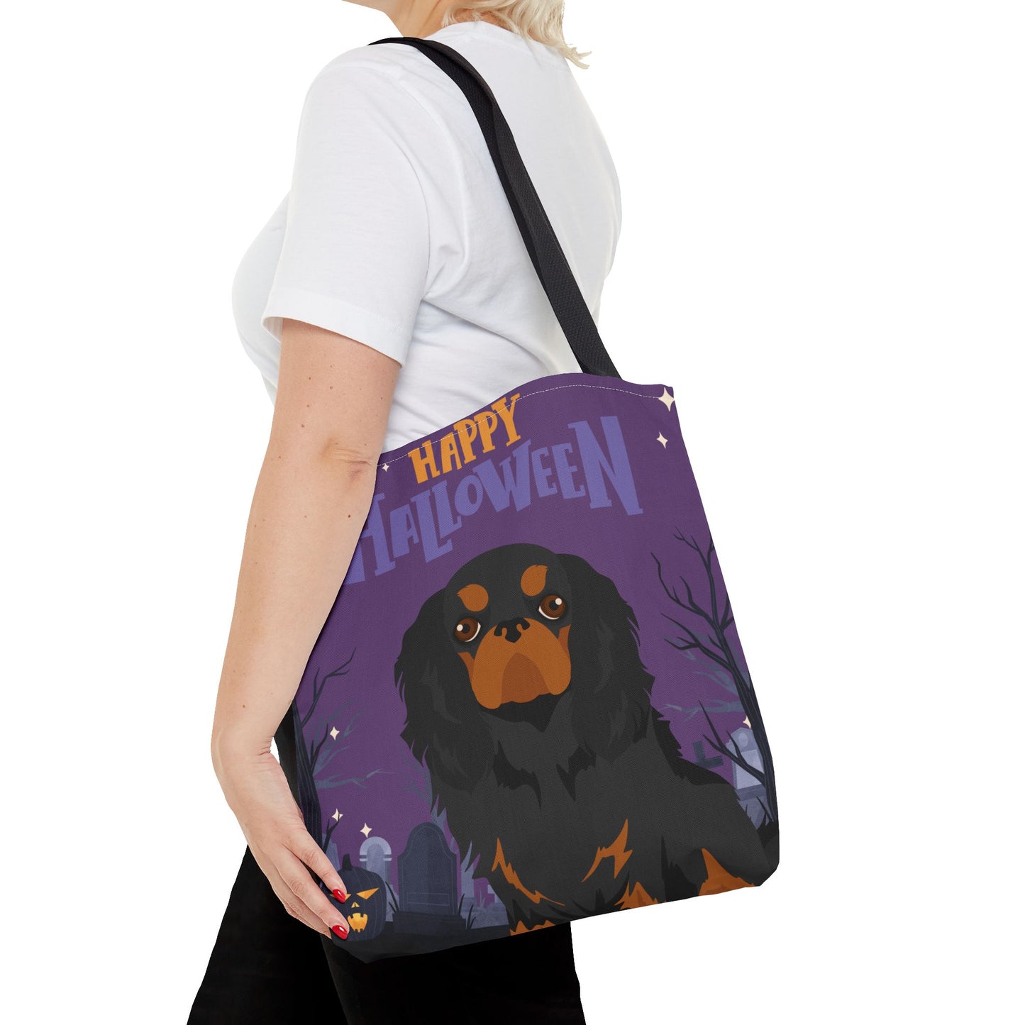English Toy Spaniel Dog Happy Halloween Tote Bag 16x16