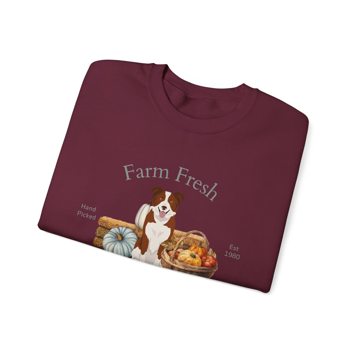 Border Collie Dog Fall Farm Fresh Unisex Heavy Blend Crewneck Sweatshirt