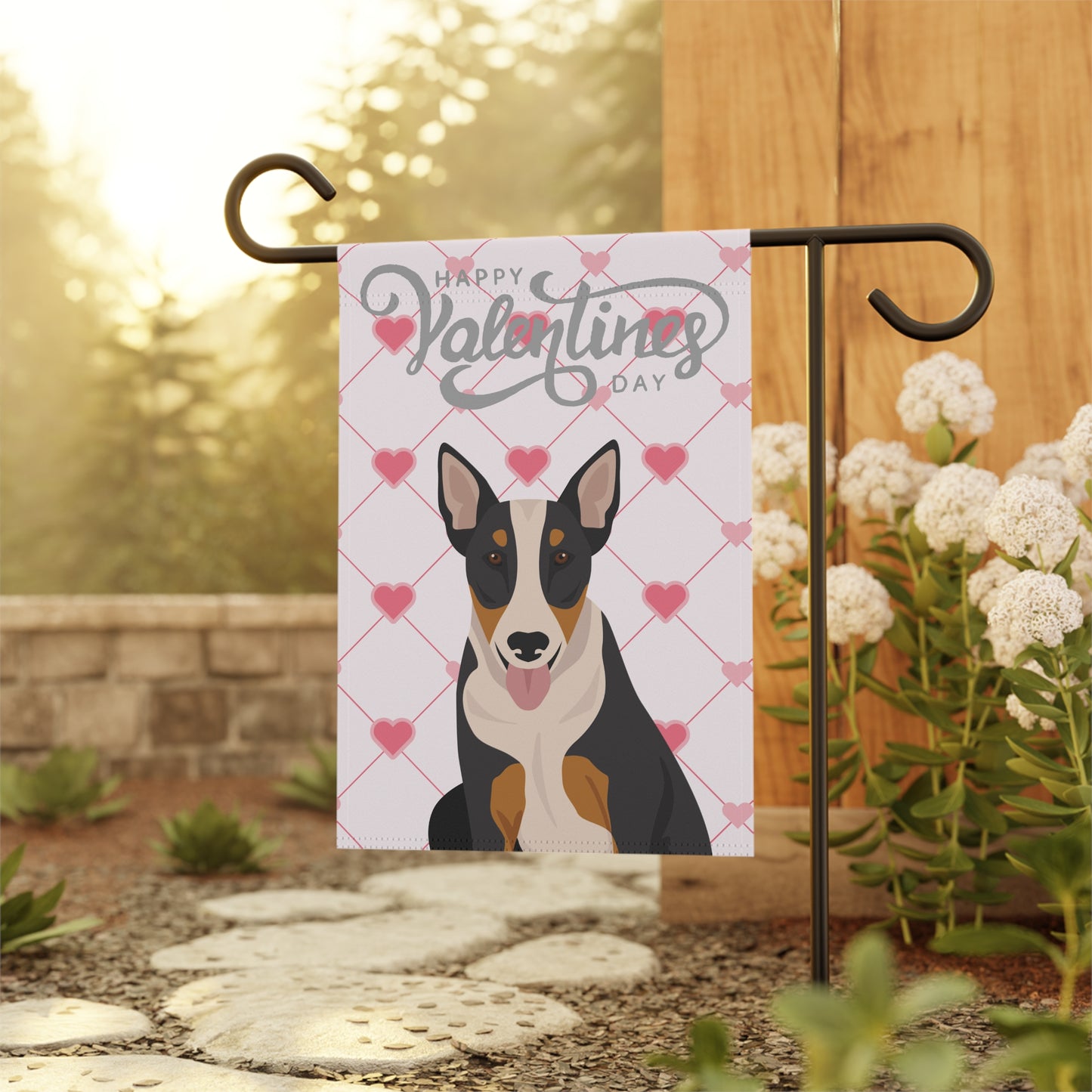Bull Terrier Dog Valentines Day Garden Flag