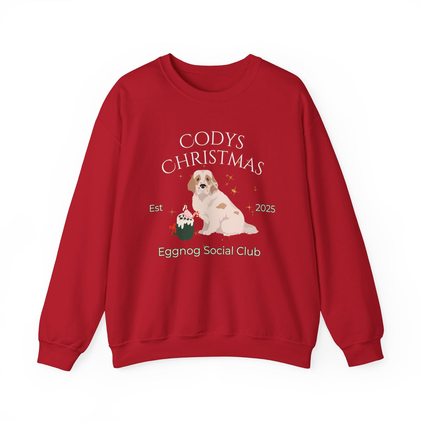 Clumber Spaniel Dog Christmas Social Club Unisex Heavy Blend Crewneck Sweatshirt Custom Name