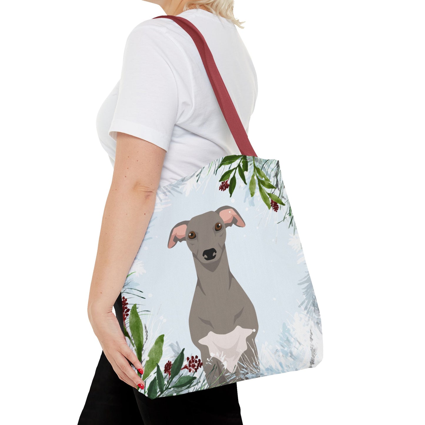 Whippet Dog Christmas Holiday Tote Bag 16x16