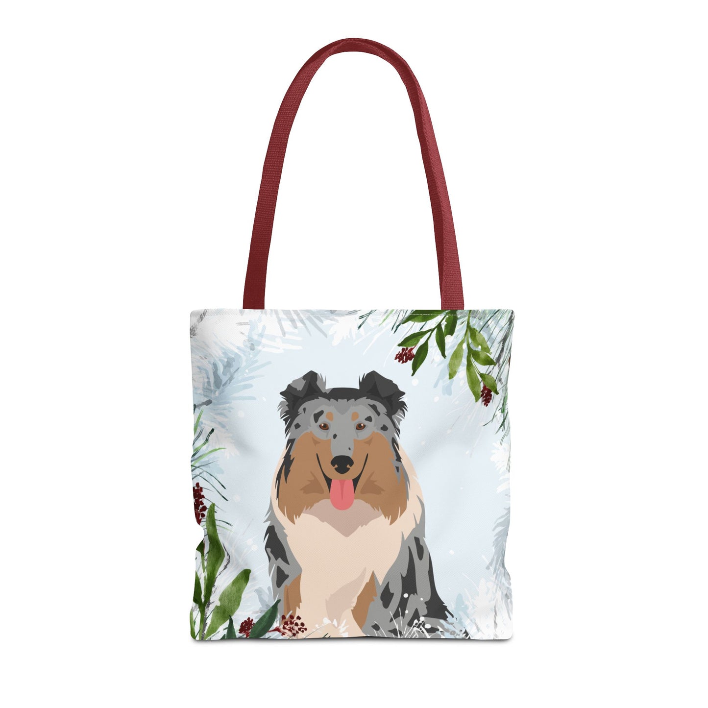 Collie Dog Christmas Holiday Tote Bag 16x16