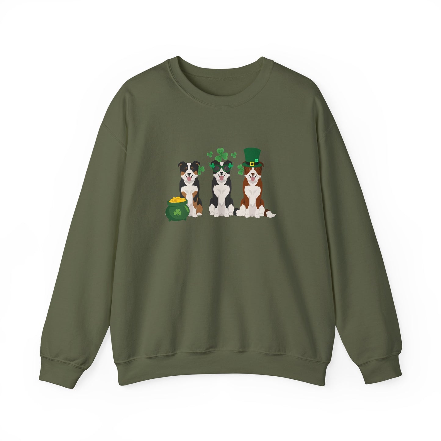 Border Collie Dog St Patricks Day Unisex Heavy Blend Crewneck Sweatshirt, St Pattys day, Cute Dog Mom Gift