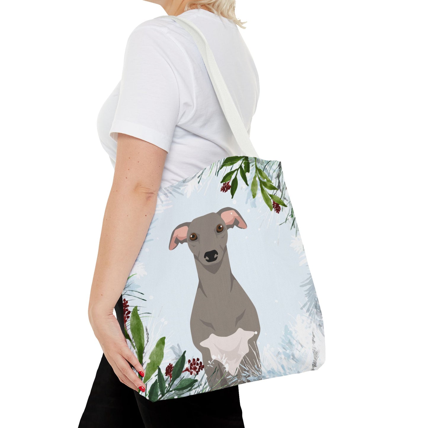 Whippet Dog Christmas Holiday Tote Bag 16x16