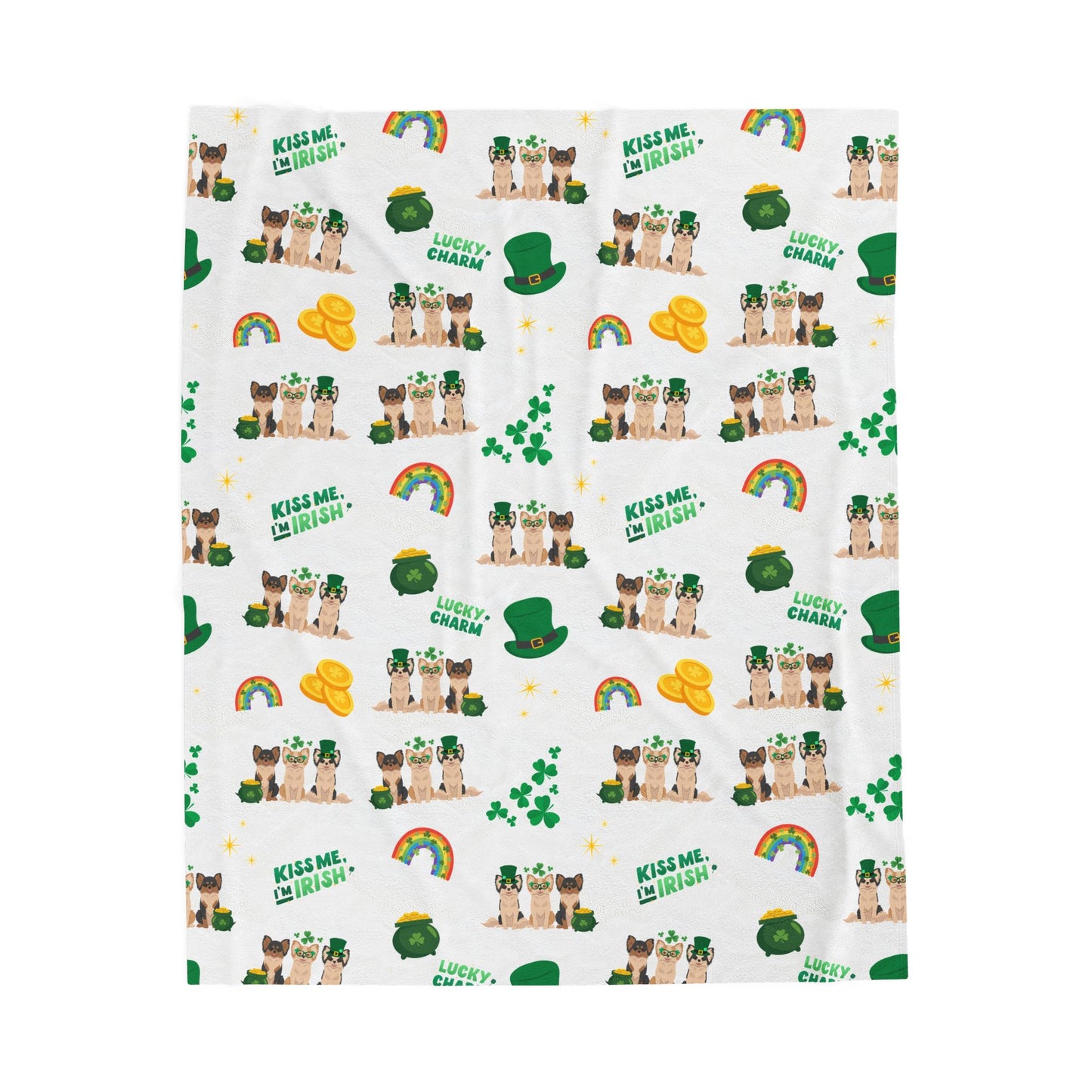 Chihuahua Dog St Patrick’s Day Velveteen Plush Blanket