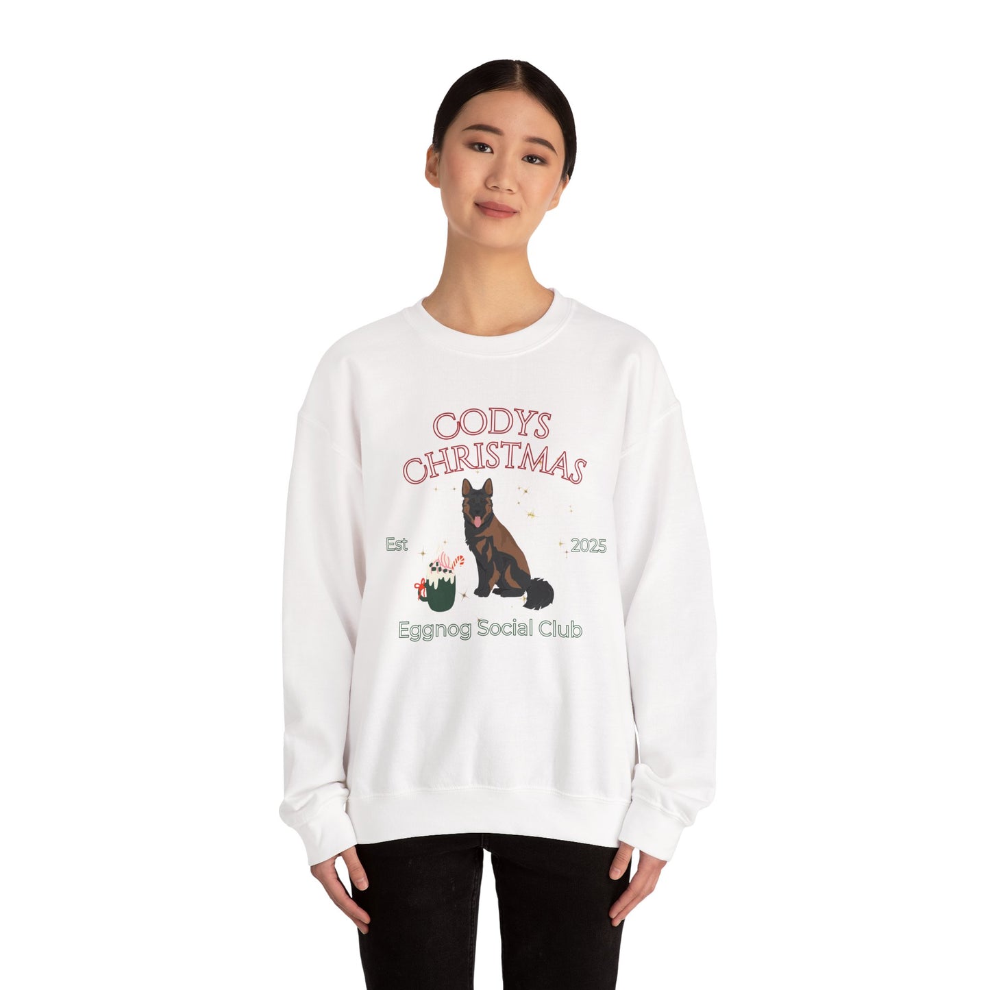 German Shepherd Dog Christmas Social Club Unisex Heavy Blend Crewneck Sweatshirt Custom Name