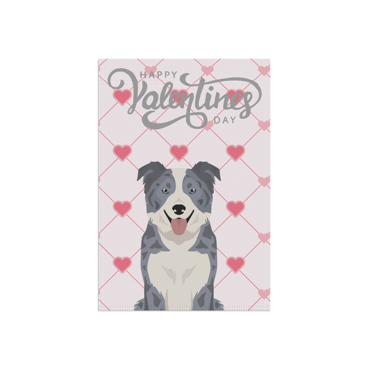 Border Collie Dog Valentines Day Garden Flag
