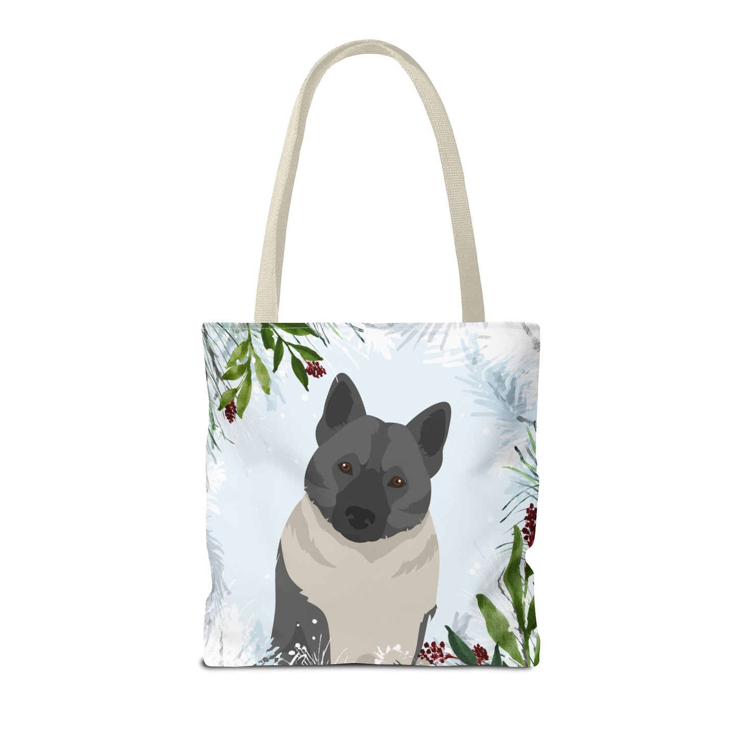 Norwegian Elkhound Dog Christmas Holiday Tote Bag 16x16