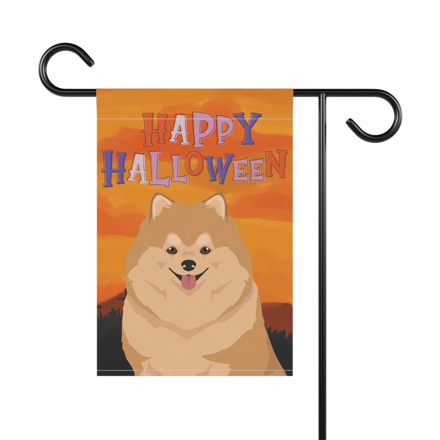 Pomeranian Dog Halloween Garden Flag