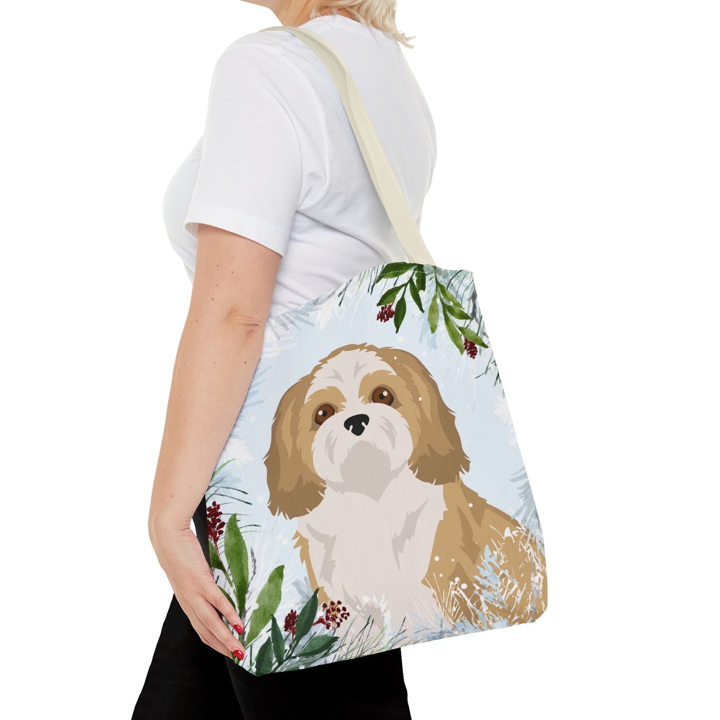 Shih Tzu Dog Christmas Holiday Tote Bag 16x16