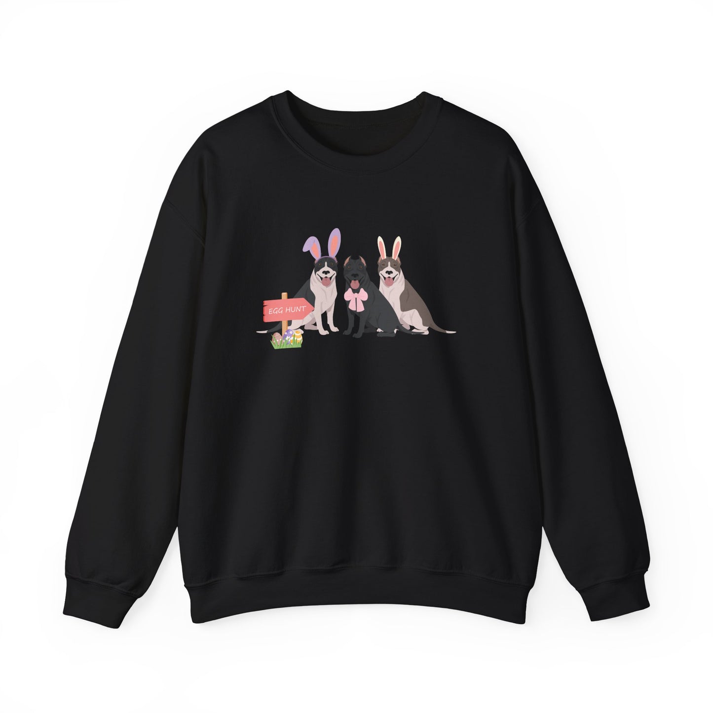 Pit Bull Dog Easter Unisex Heavy Blend Crewneck Sweatshirt, easter, Cute Dog Mom Gift