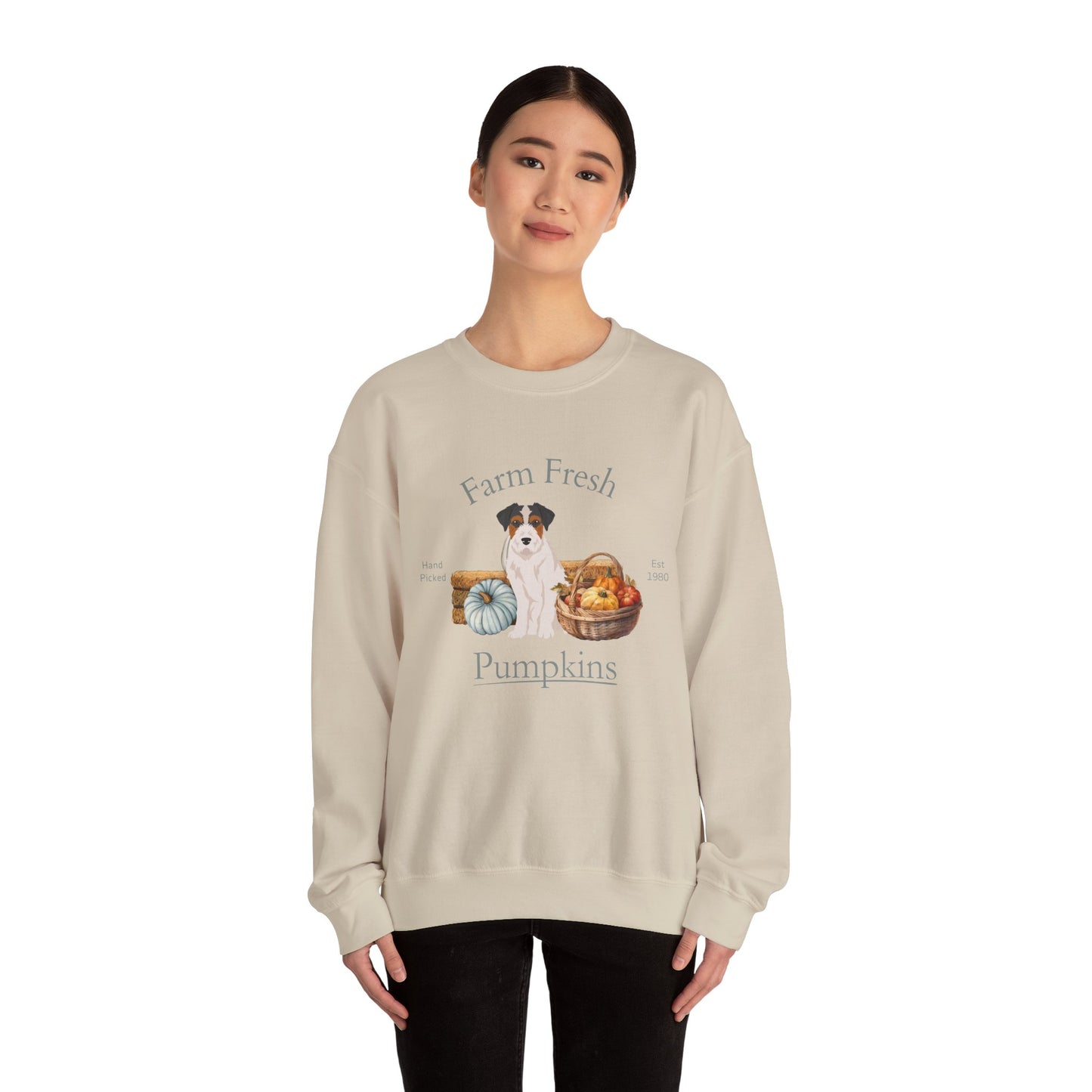 Jack Russell Terrier Dog Fall Farm Fresh Unisex Heavy Blend Crewneck Sweatshirt