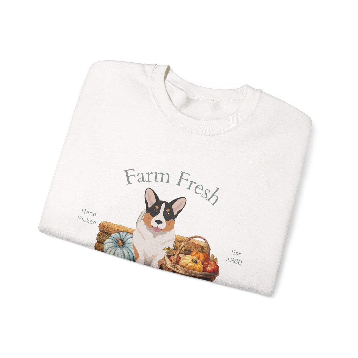 Cardigan Welsh Corgi Dog Fall Farm Fresh Unisex Heavy Blend Crewneck Sweatshirt