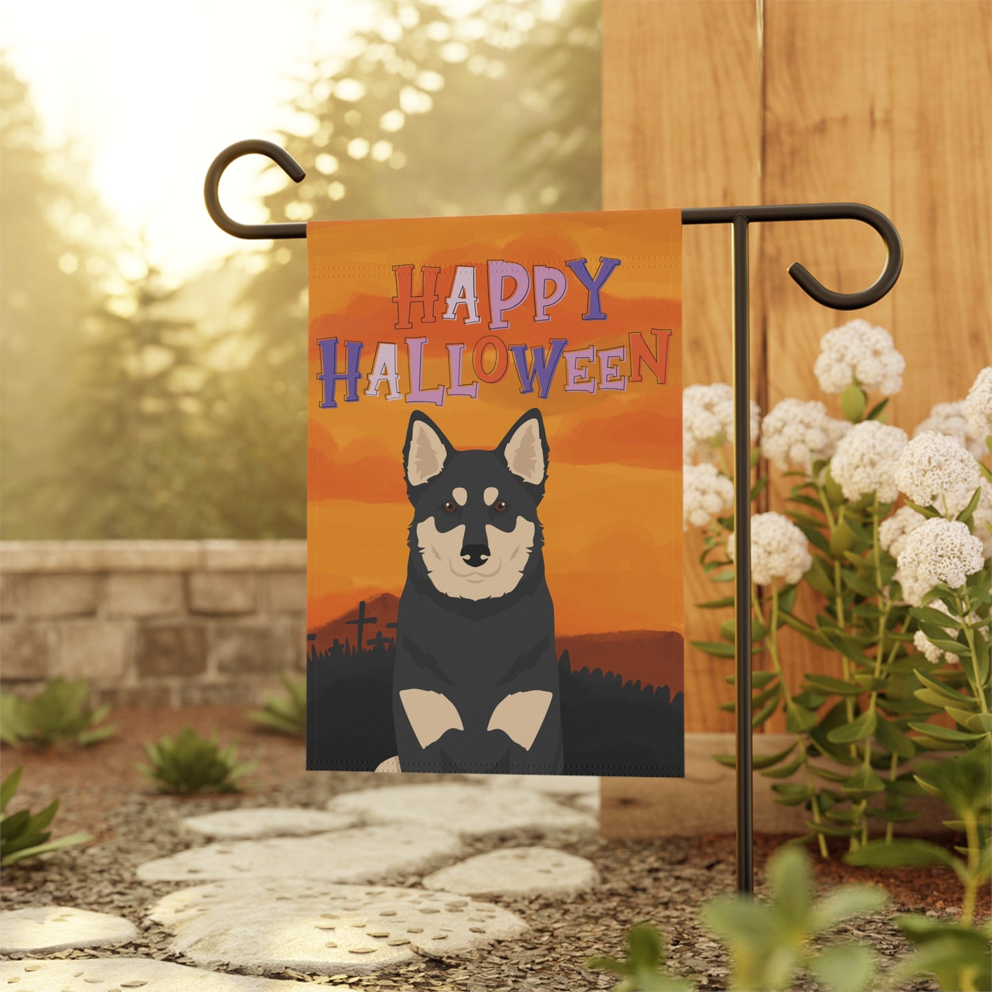 Lapponian Herder Dog Halloween Garden Flag