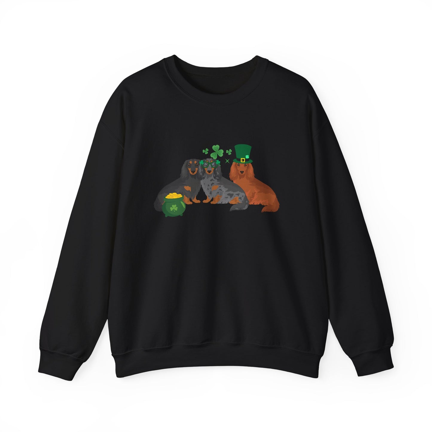 Dachshund Dog St Patricks Day Unisex Heavy Blend Crewneck Sweatshirt, St Pattys day, Cute Dog Mom Gift