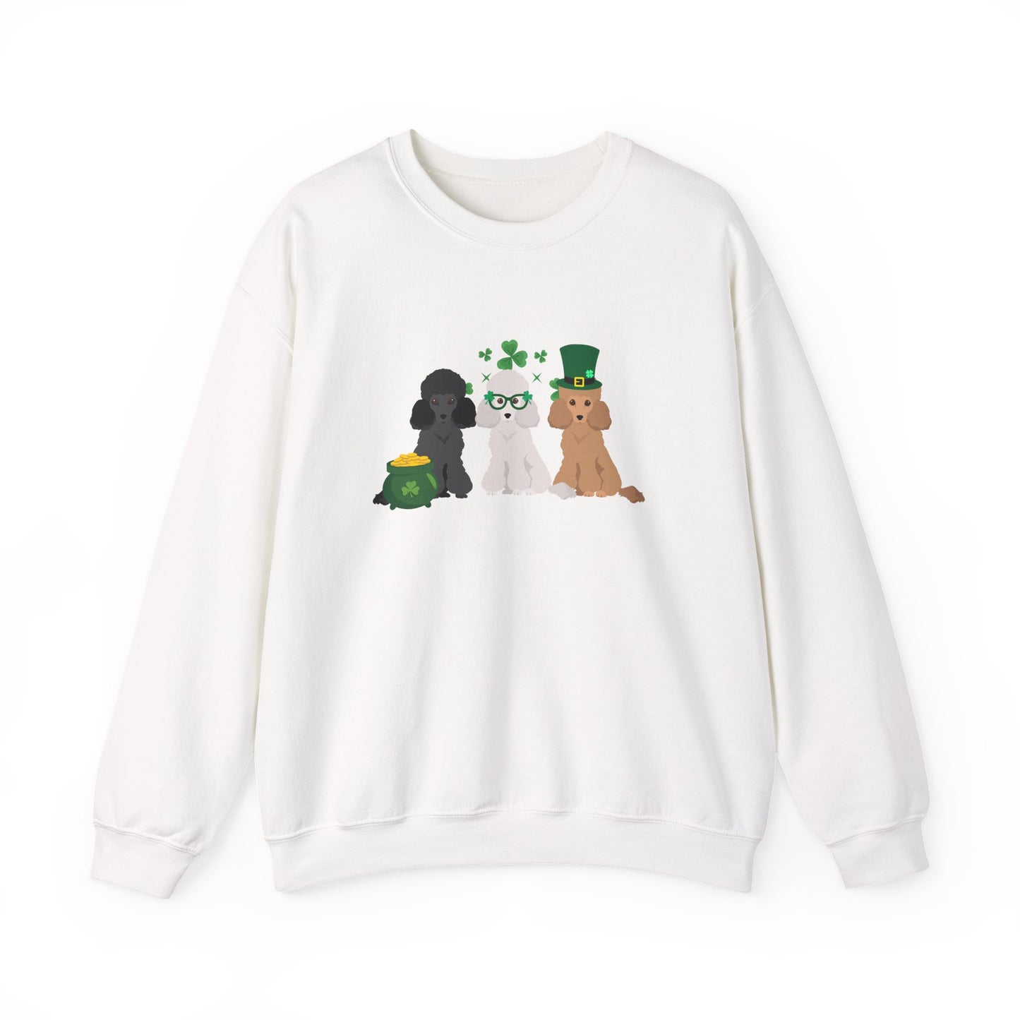 Poodle Dog St Patricks Day Unisex Heavy Blend Crewneck Sweatshirt, St Pattys day, Cute Dog Mom Gift
